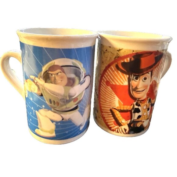 Disney Other - 2 Disney Pixar Toy Story Mugs Cups Woody Buzz Lightyear Ceramic Glass 2010